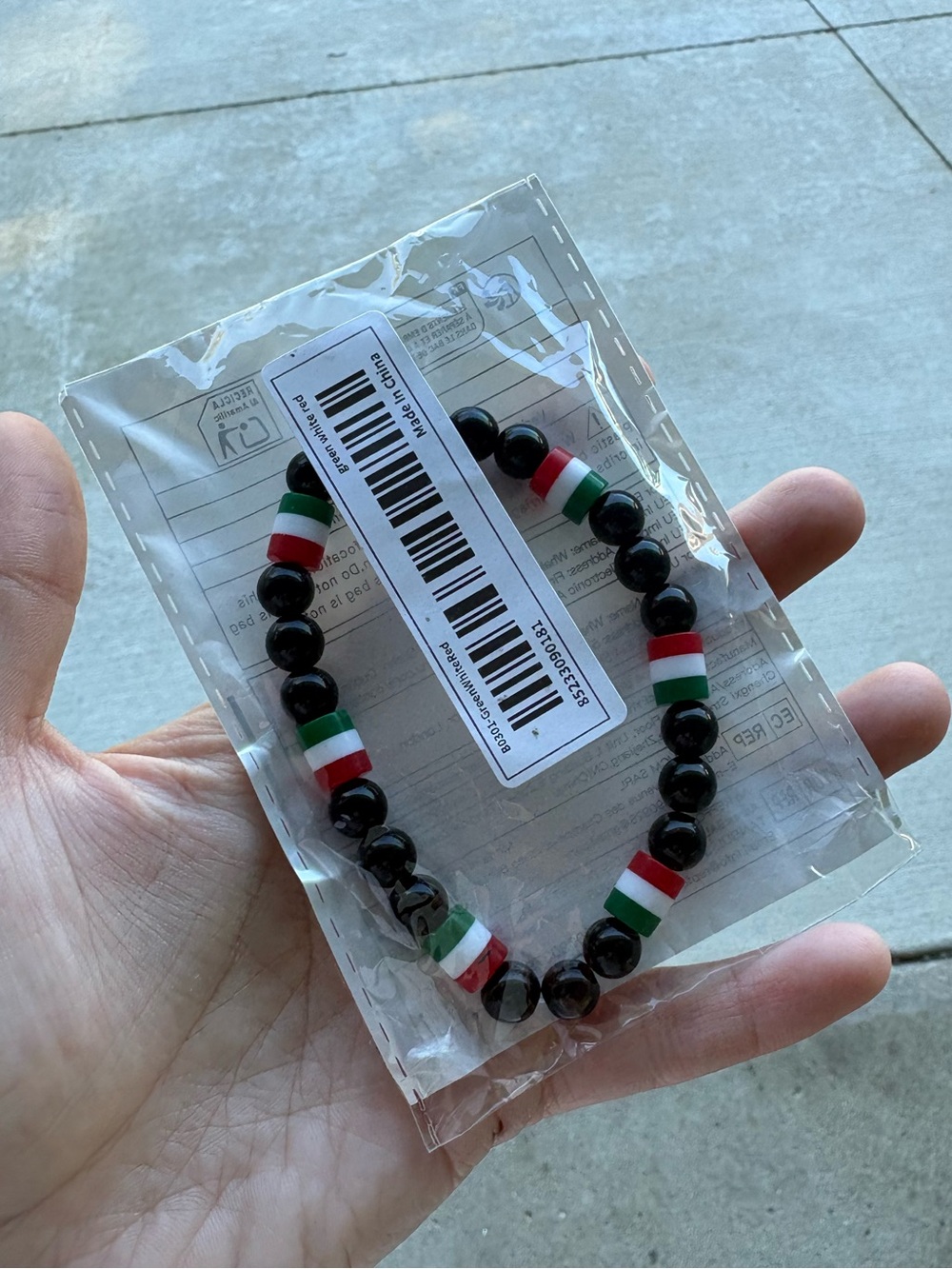 BEADED BRACELET ITALIAN FLAG